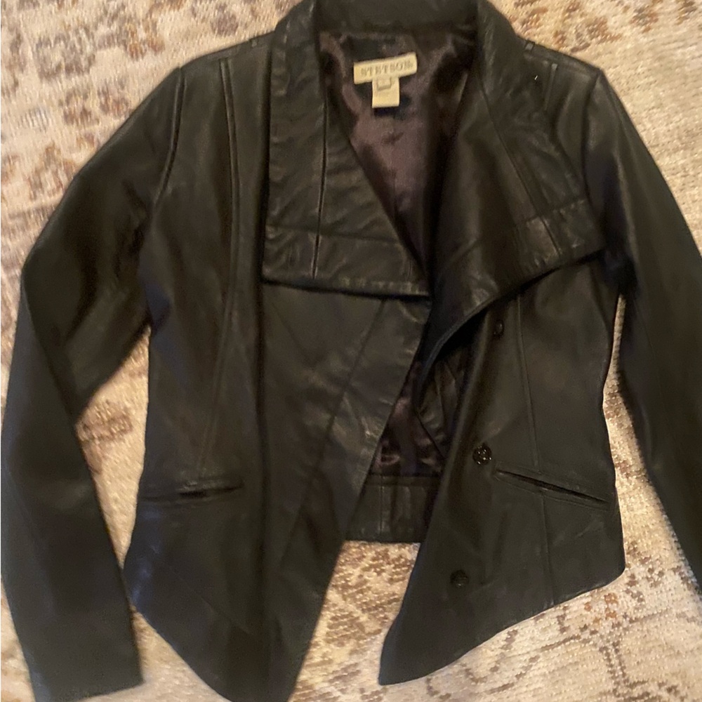 Stetson Black Leather Blazer Jacket